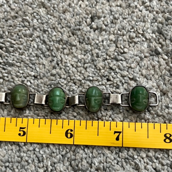 Rare! VINTAGE Green Mask Taxco Bracelet - Picture 9 of 12